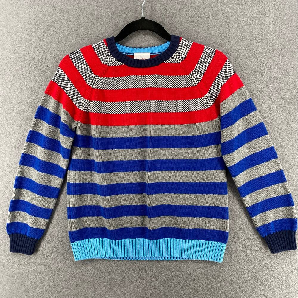 Hanna Andersson Stripe Elbow Patch Cotton Pullover Sweater Kids 150 / 12 US - Picture 3 of 13